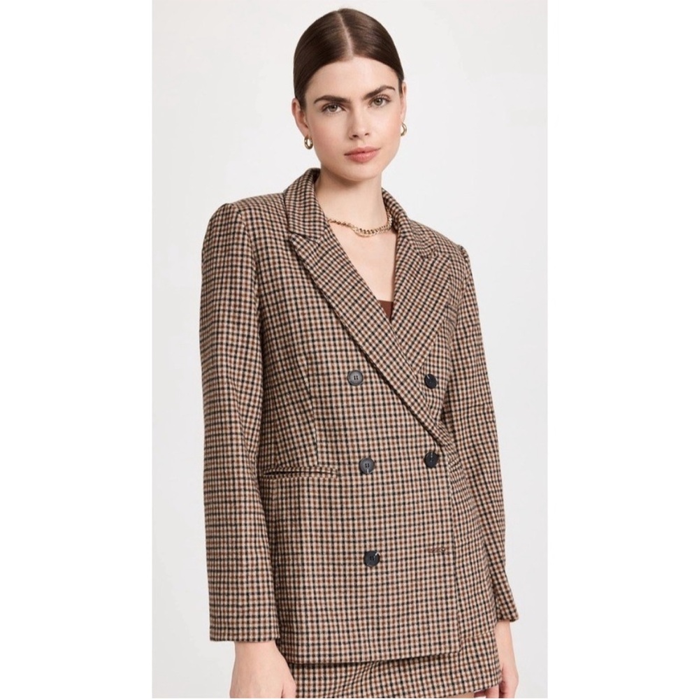 ASTR the Label - Brina Blazer double breasted in brown black checked, small